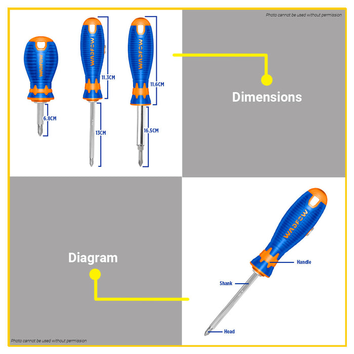 BUILDMATE Wadfow Screwdriver Set 2IN1 / 6IN1 CR-V Interchangeable Multi-Purpose Hand Repair Tool WHT