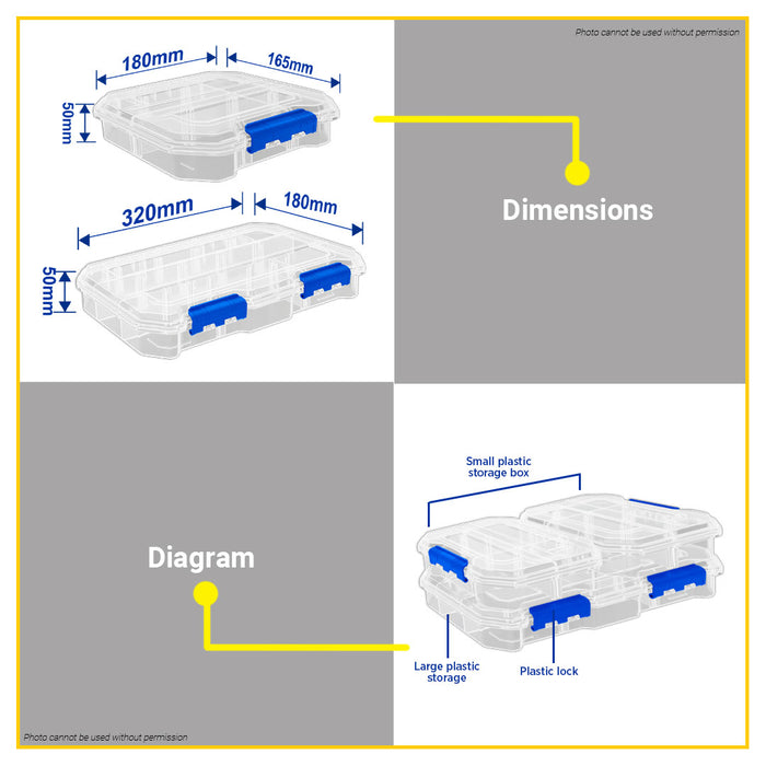 BUILDMATE Wadfow 3pcs Transparent Plastic Organizers Set Small and Large Clear Stackable Storage Container Boxes WTB8343 - WHT
