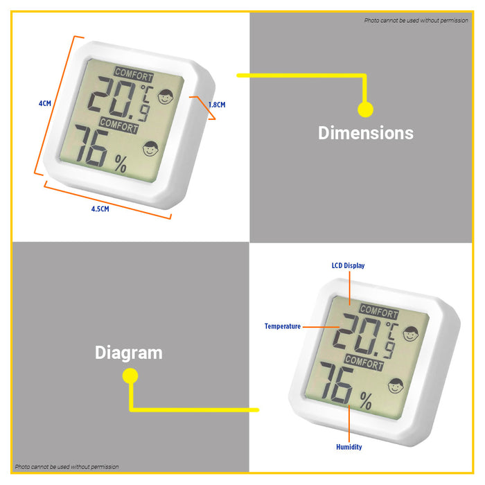 BUILDMATE Wadfow Digital Humidity & Temperature Meter Air Wind Hygrometer Thermometer WTM1501 - WHT