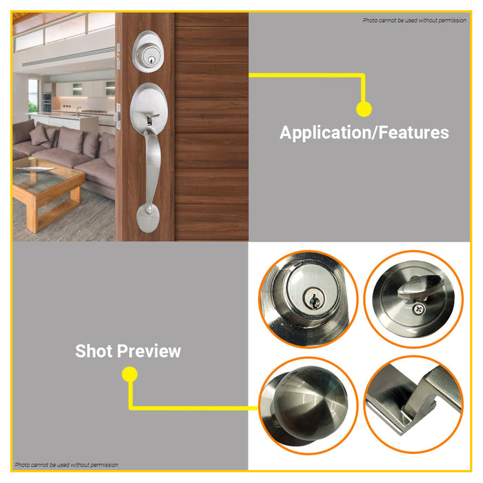 BUILDMATE Wadfow Zinc Alloy Handle Set Anti-theft Door Lock Entrance & Privacy Function Set WUH1501 / WUH2501 - WHT