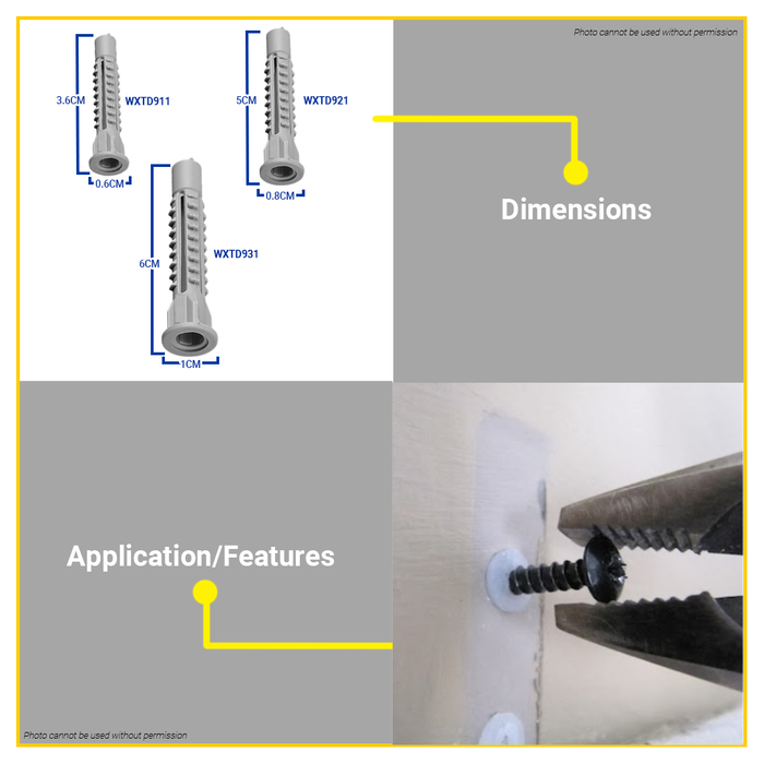 BUILDMATE Wadfow Universal Anchor PE Multi-Purpose Plastic Expansion Screw Concrete Fixing Anchor Wall Plug Gripper SOLD PER PACK - WHT