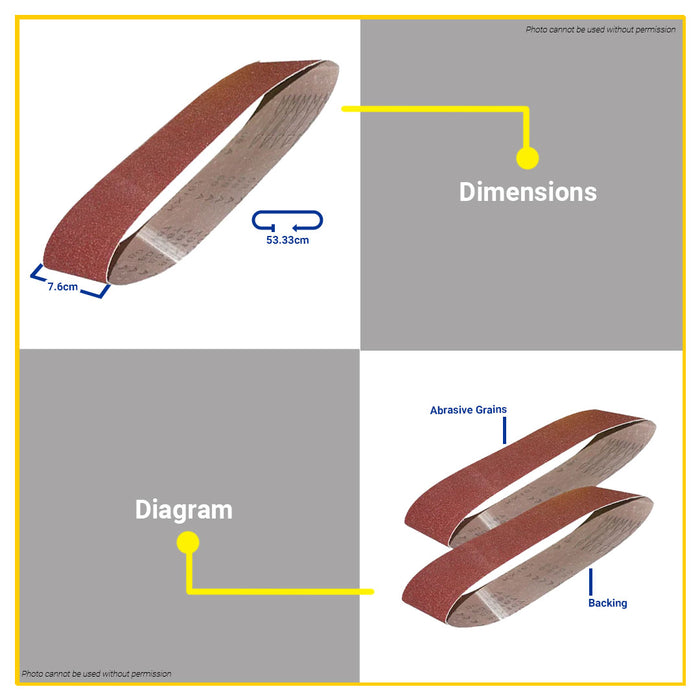 BUILDMATE Wadfow 2PCS/SET Sanding Sheet 76x533mm Grit P40-P80 Belt Sander Sheets Sandpaper For Polishing Wood SOLD PER SET - WHT