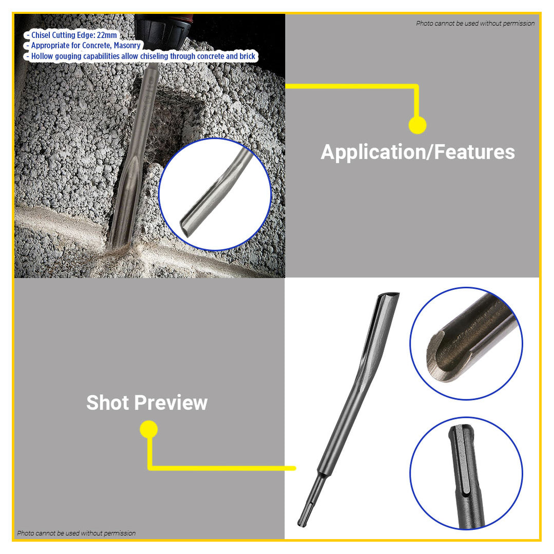 BUILDMATE Bosch 250MM SDS-Plus Grooving Chisel Hollow Gouging for Rota ...