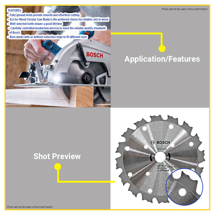 BUILDMATE Bosch Tungsten Carbide Circular Saw Blade Wheel 7 1/4" - 10" Inch CoolteQ Eco for Wood BAX