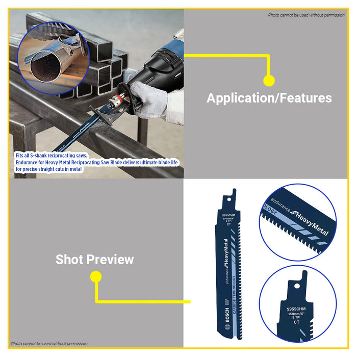 BUILDMATE Bosch S 955 CHM Reciprocating Saw Blade Endurance for Heavy Metal Cutting 2608653180 - BAX