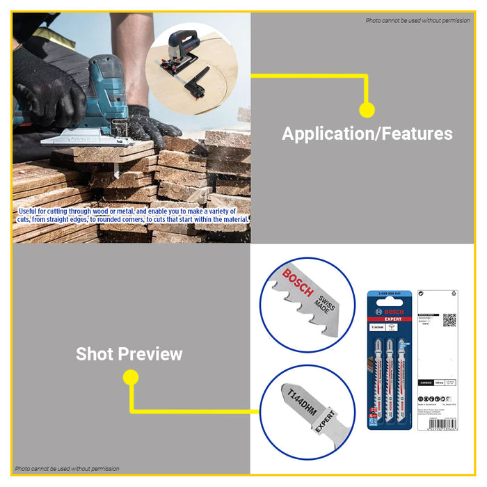 (3PCS) BUILDMATE Bosch 100MM Jigsaw Blade Set Carbide Straight Cut Saw Blades for Wood Cutting - BAX