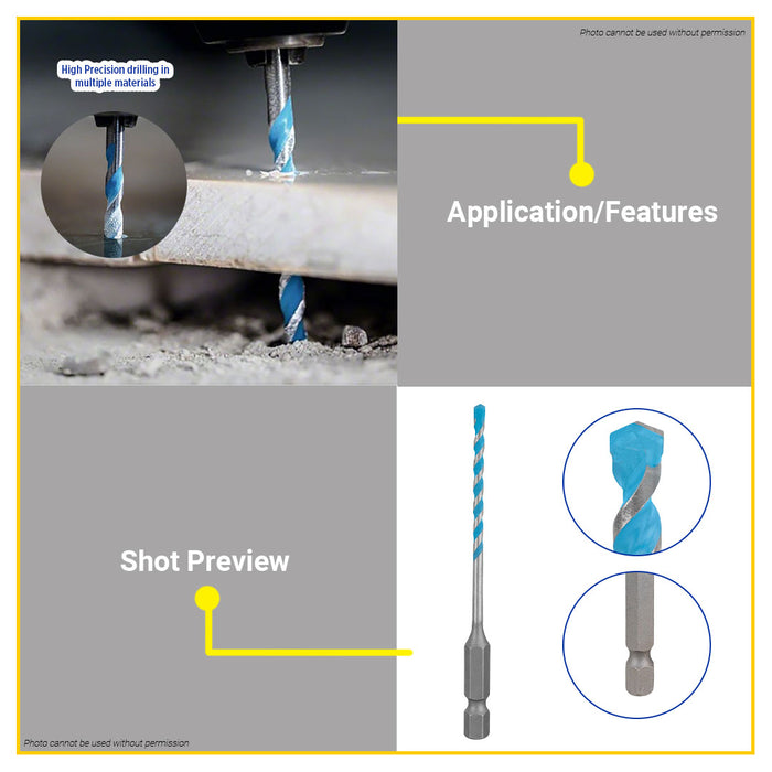 BUILDMATE Bosch EXPERT HEX-9 MCB Multi Construction Drill Bit 1/4" Shank 3MM - 12MM for Wood - BAX