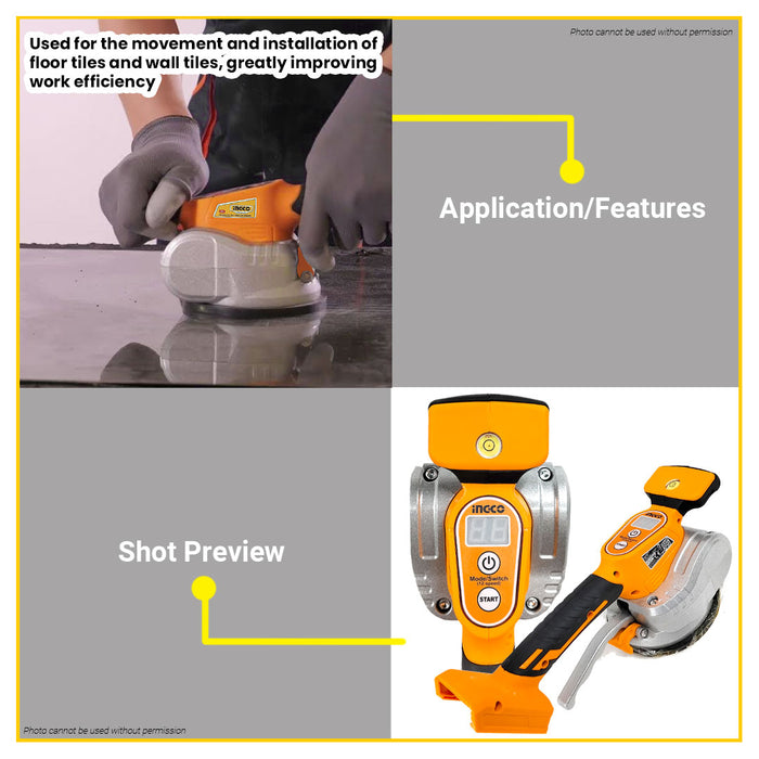 BUILDMATE Ingco 20V Lithium-Ion Cordless Tile Vibration Machine 0-10000rpm Tile Installation Setter Leveling Tool CTVLI2010 - ICPT