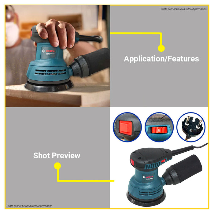 BUILDMATE Bosch 280W 125mm Electric Random Orbital Sander Wood Finishing GEX 125 06013A80K0 - COC