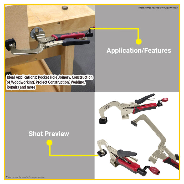 BUILDMATE Milescraft Bench Clamp 3" / 6" Inch Heavy Duty Woodworking Clamping Tool for Pocket Hole Joinery Construction & Routing #4006 / #4007