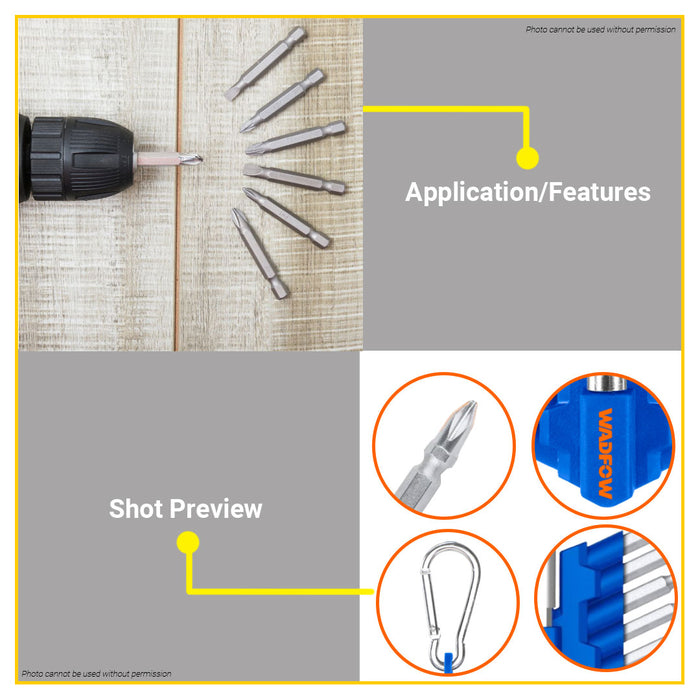 BUILDMATE Wadfow 11PCS/SET Screwdriver Bit Set 50mm Cr-V with Screwdriver Bit Holder SOLD PER SET WBS1601 / WBS1602 - WHT