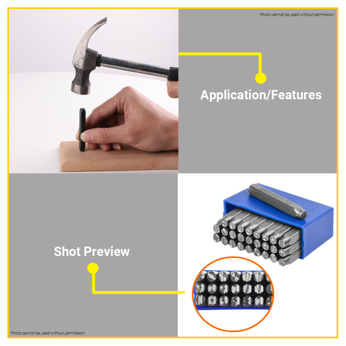 BUILDMATE Wadfow 27PCS Letter Punch Set 3mm - 6mm Carbon Steel Hollow Stamping Puncher Set Kit SOLD PER SET WCC9273 / WCC9276 - WHT