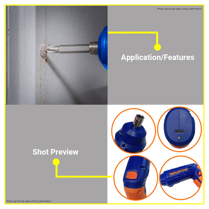 BUILDMATE Wadfow 4V Lithium-Ion Cordless Screwdriver Handheld Rechargeable WCV4415 - WCPT