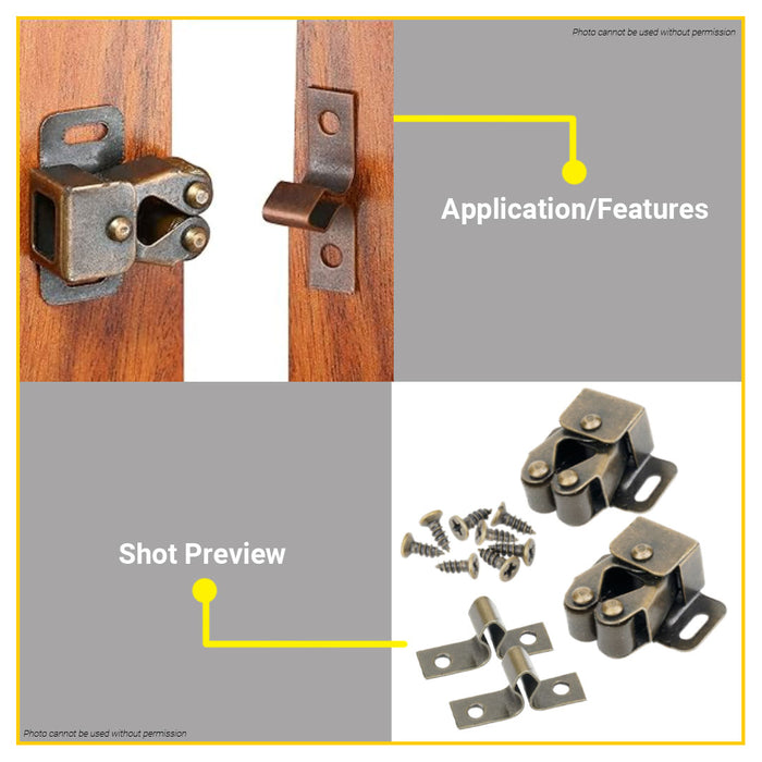 BUILDMATE Wadfow 2PCS/SET Double Roller Catch 1-1/4" Cabinet Catches Door Closer WDH1K14 - WHT