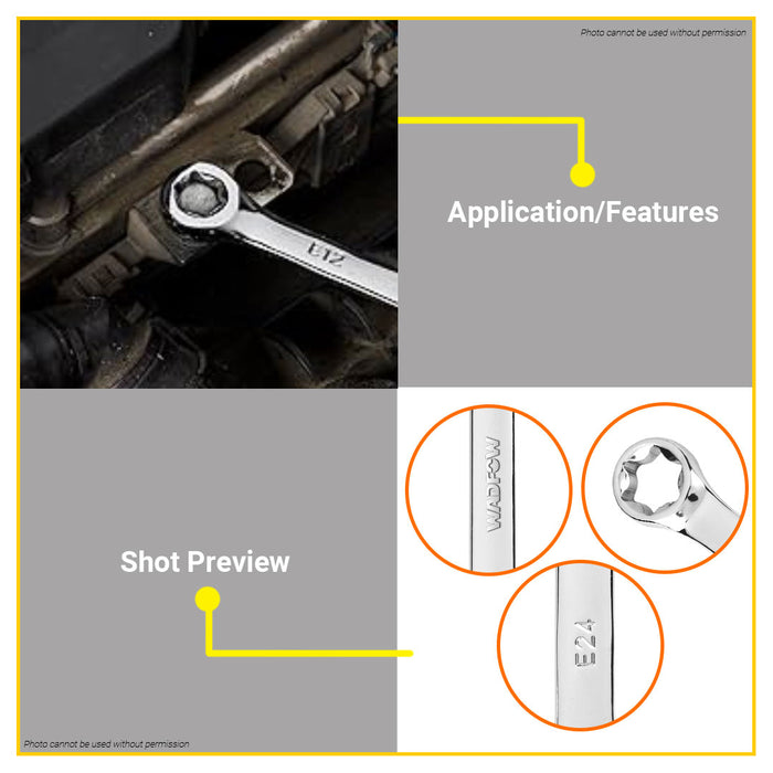 BUILDMATE Wadfow 4PCS/SET Star Box End Wrench Set High-Quality Stainless Steel WFR2404 - WHT