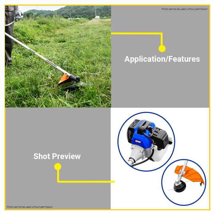 BUILDMATE Wadfow Gasoline Grass Trimmer and Bush Cutter 42.7cc 2-Stroke Engine 1.25kW Lawn Mower Weed Cutter WGM1543 / WGM2543 - WPT