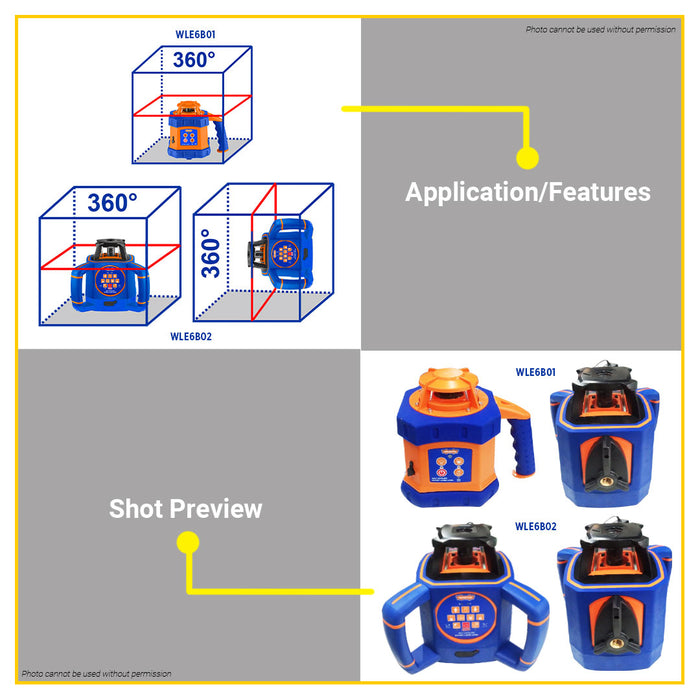 BUILDMATE Wadfow Self Leveling Rotary Laser Level 600M Red Laser Beam 360° High Precision Construction Line Laser Measuring Tool - WPT