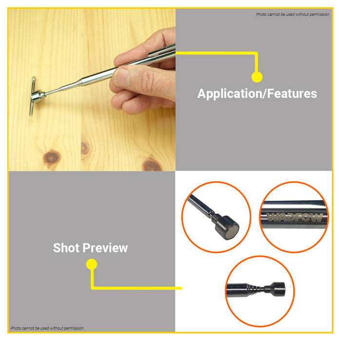 BUILDMATE Wadfow Magnetic Telescopic Pick Up Tool 125mm to 635mm Portable Magnet Rod Stick for Small Metal Tools WME1602 - WHT