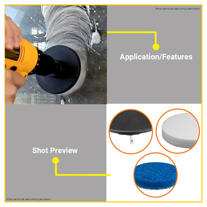BUILDMATE Wadfow 3PCS / 4PCS Soft Sponge and Scrubber Pad Set 3.5" Inch Drill Power Brush Scouring Pads Cleaning Tool Kit SOLD PER SET - WHT