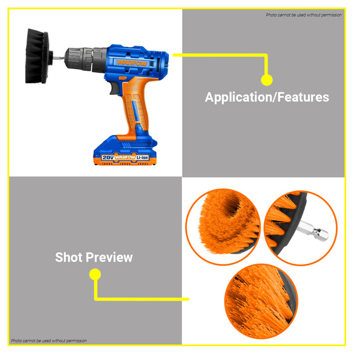 BUILDMATE Wadfow 4" Inch (100mm) Soft Bristle Brush Shank Cleaning Kit WNY1440 - WHT