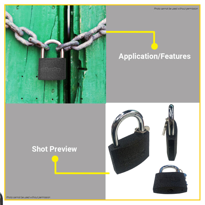 BUILDMATE Wadfow 2pcs / 4pcs Key-Alike Iron Padlock Set 38mm Short Shackle with 3pcs Iron Keys Anti-Theft Security Pad Lock - WHT