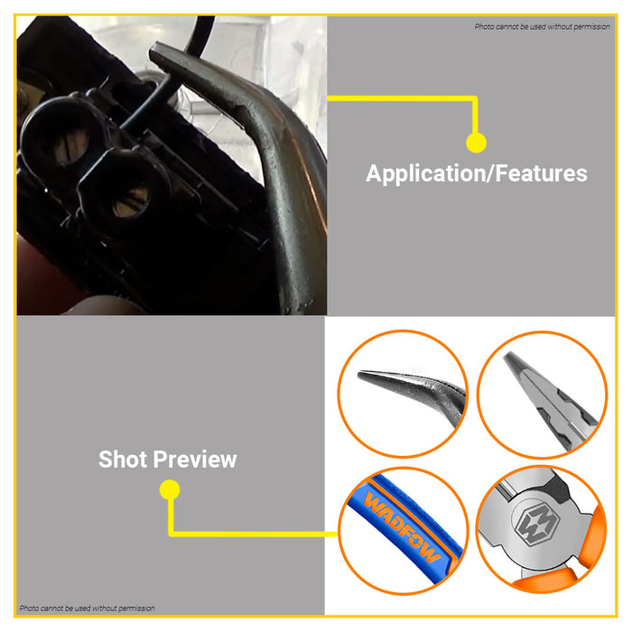 BUILDMATE Wadfow High Leverage Bent Nose Pliers 6" - 8" Inch Gripping and Bending Hand Tool Plier SOLD PER PIECE WPL4716 / WPL4718 - WHT