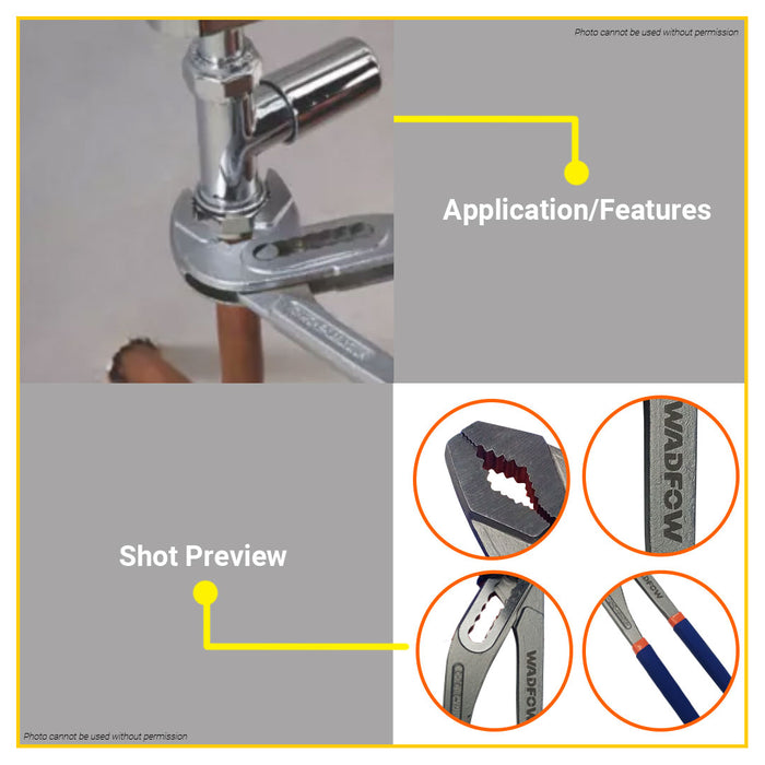 BUILDMATE Wadfow Water Pump Pliers 12" Inch Tongue and Groove Channel Lock Pliers for Plumbing WPL9C12 - WHT