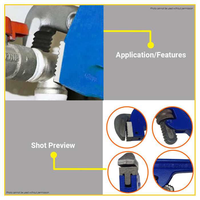 BUILDMATE Wadfow Offset Pipe Wrench 8" - 14" Inches Adjustable Plumber Piping Wrench Pipe Tool for Plumbing SOLD PER PIECE - WHT