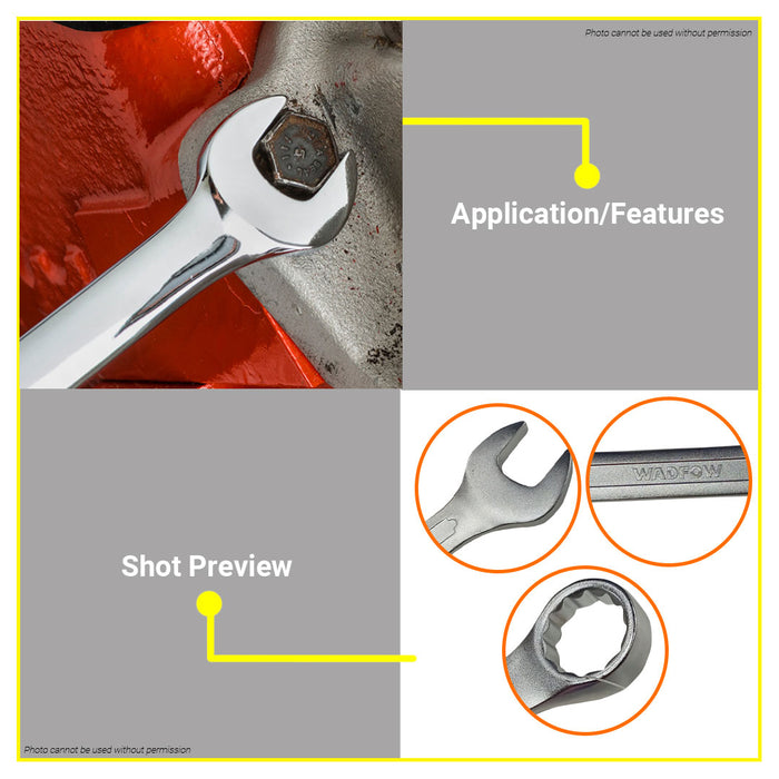 BUILDMATE Wadfow Combination Spanner 24mm-32mm Cr-V Multi-Function Double Ended Open & Box Dual End Combination Ratchet Wrench - WHT