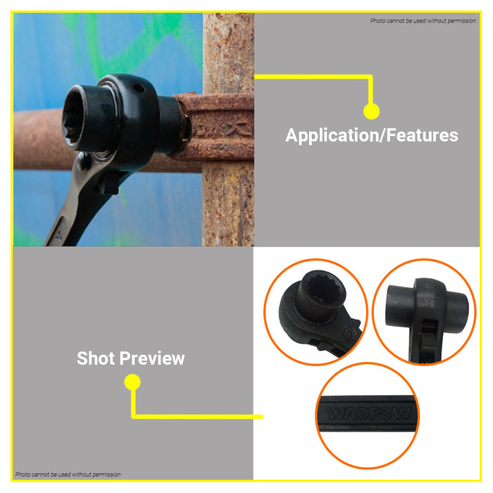 BUILDMATE Wadfow Double Socket Ratchet Wrench Black Finished Cr-V Socket with 12 Points SOLD PER PIECE - WHT