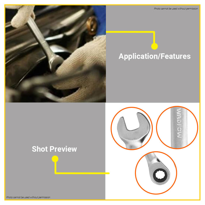 BUILDMATE Wadfow 6PCS/SET Short Ratchet Spanner Wrench 8 - 17MM Drop Forged WSP6406 - WHT