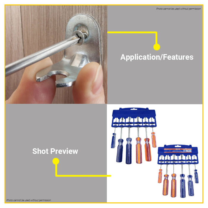 BUILDMATE Wadfow 6PCS/SET Screwdriver Set with Comfort-Grip Handle Carbon Steel WSS3206 - WHT
