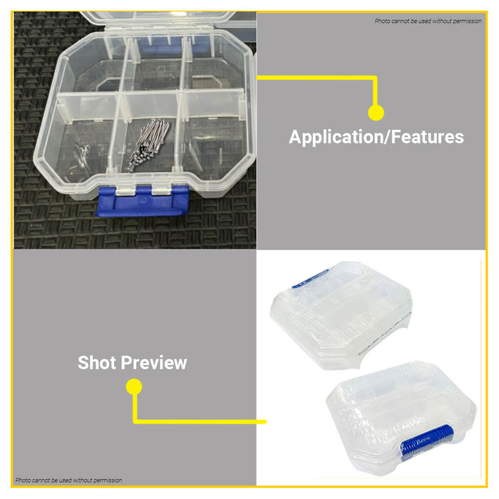 BUILDMATE Wadfow Transparent Organizer with 6pcs / 13pcs Compartment Clear Plastic Storage Box Carrying Case Tool Box - WHT