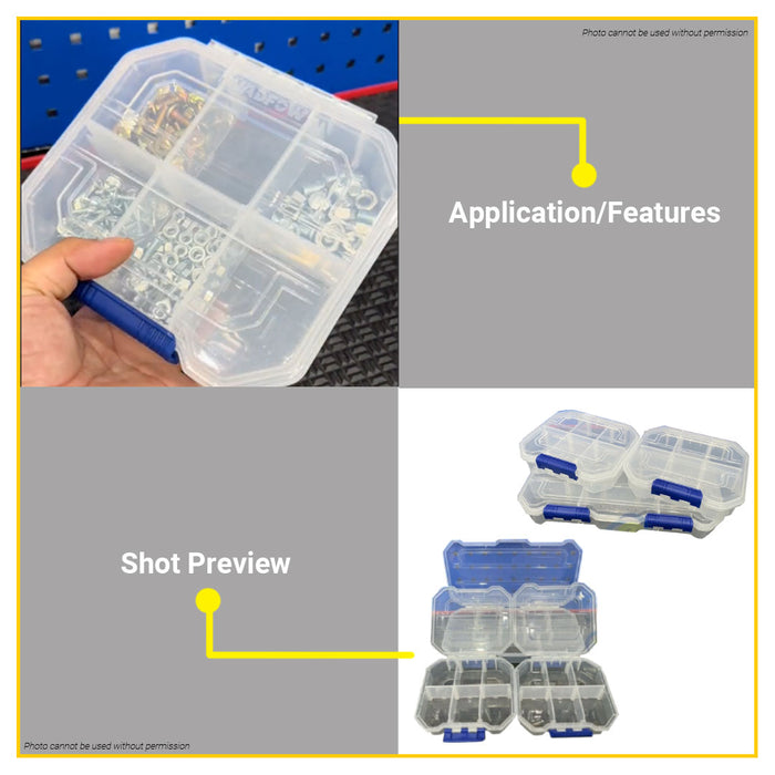 BUILDMATE Wadfow 3pcs Transparent Plastic Organizers Set Small and Large Clear Stackable Storage Container Boxes WTB8343 - WHT