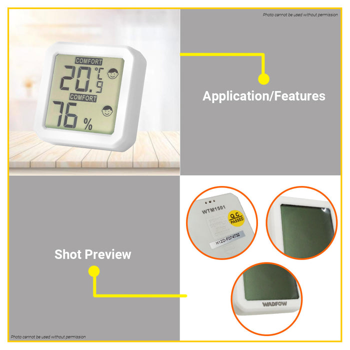 BUILDMATE Wadfow Digital Humidity & Temperature Meter Air Wind Hygrometer Thermometer WTM1501 - WHT