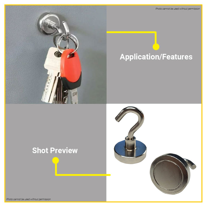 BUILDMATE Wadfow 2pcs / 4pcs Magnetic Hook Set Ø32mm / Ø20mm Magnetic Mount Hanging Hook Nickel Coated Magnetic Holder - WHT