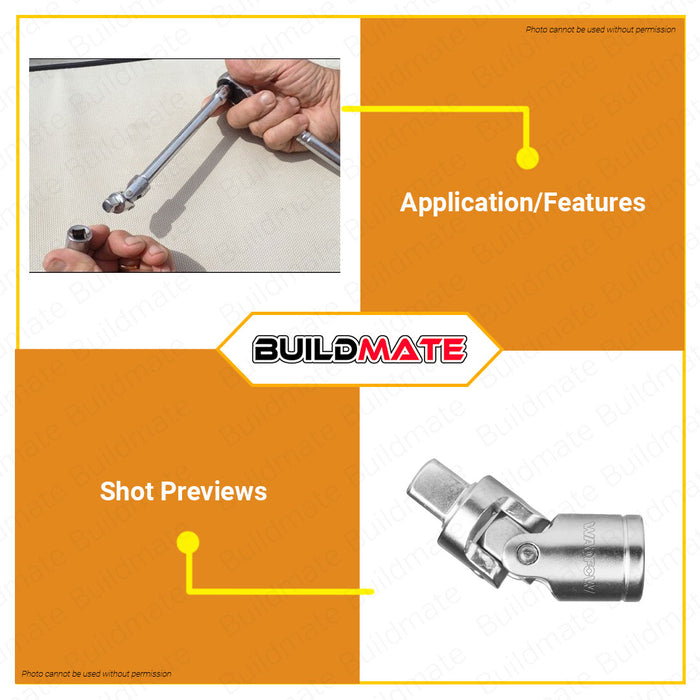BUILDMATE Wadfow Universal Joint 1/2" Inch Spark Plug Socket Wrench Ratchet Angle Extension Bar Adapter WSC2212 / WMS4212 - WHT