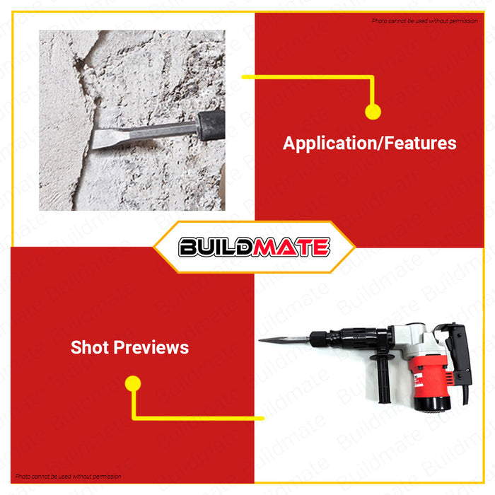 BUILDMATE Zekoki Demolition Hammer 900W Chipping Gun Hammer Concrete Breaker Demolition Drill Heavy Duty Electric Hammer ZKK-0810CH •