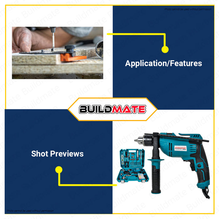 JR KAWASAKI JAPAN Impact Drill Set Kit 750W 13MM Electric Drill Cement Drilling Wood Drilling Hammer Barena Hammer Drill Set Electric Drill Set Japan Made JR1630KIT •BUILDMATE•