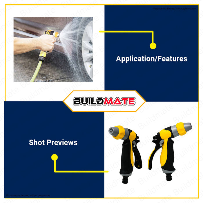 BUILDMATE Waterhouse Jet Stream Spray Gun 18CM Plastic Trigger Nozzle Garden Hose Spray Nozzle Gun Adjustable Plastic Nozzle Garden Soft Grip for Watering Plants, Car Wash Garden Tools WH-JETSTREAM-ABSTPR •