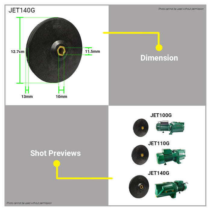 BUILDMATE Armada 12MM Spare Parts Replacement Plastic Impeller for Self Priming Jet Pump Accessories JET100G JET110G JET140G 