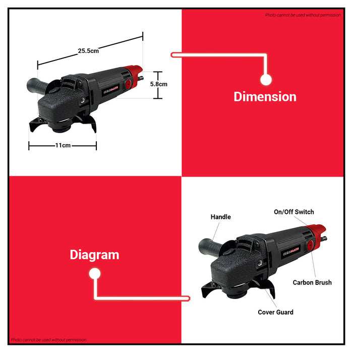 BUILDMATE Brand 4" Inch Electric Angle Grinder 800W Polishing and Grinding Machine with 5pcs Cutting Disc Power Tools BMAG800