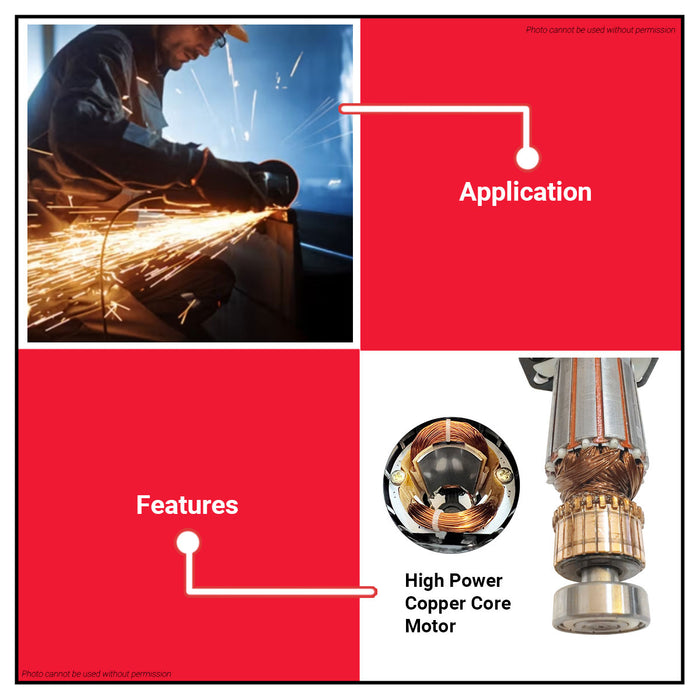 BUILDMATE Brand 4" Inch Electric Angle Grinder 800W Polishing and Grinding Machine with 5pcs Cutting Disc Power Tools BMAG800