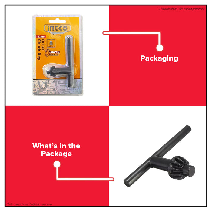 INGCO Drill Chuck Key 13mm/ 1/2" (80mm Length) Wrench for Drill Drilling Tool CK1301 •BUILDMATE• IHT