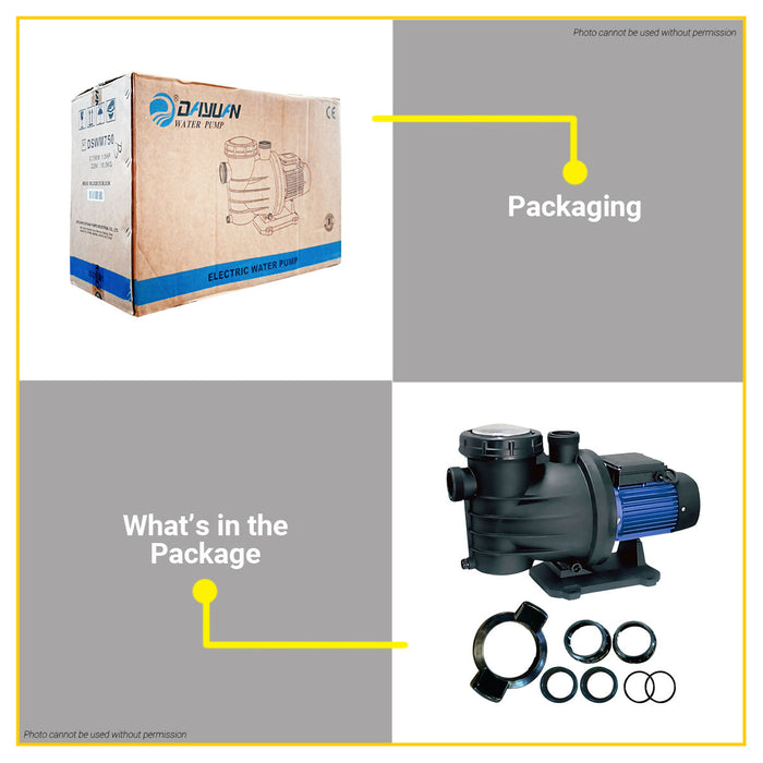 BUILDMATE Dayuan 1HP Swimming Pool Pump 18m³/h Max. Flow Electric Pool Circulation Water Pump DSWM750