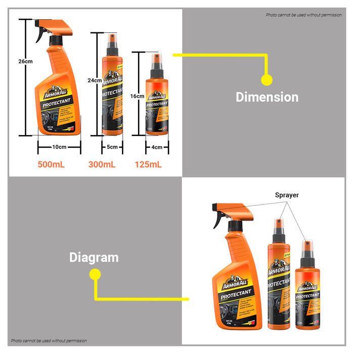 BUILDMATE Armor All Protectant Spray 120ML | 300ML | 500M [SOLD PER PIECE] Gloss Finish Car Care Sprayer Protectant Clean, Shines and Protects Vinyl, Rubber and Plastic Suitable for Automotive Household Usage •