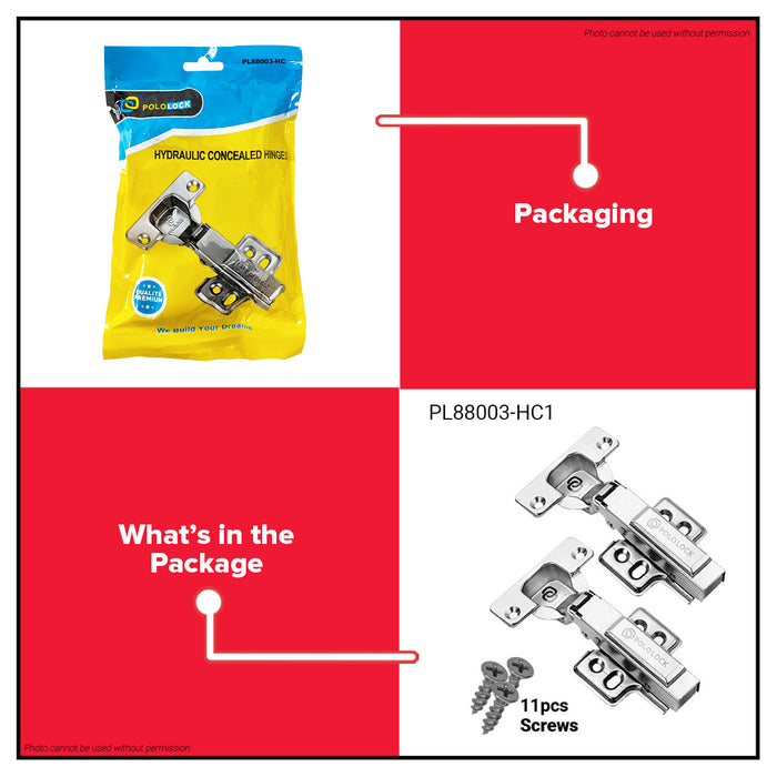 Pololock Matte Black Soft Close Hinges for Frameless Cabinets 90° Use C1–C3, HC1–HC3 - BUILDMATE
