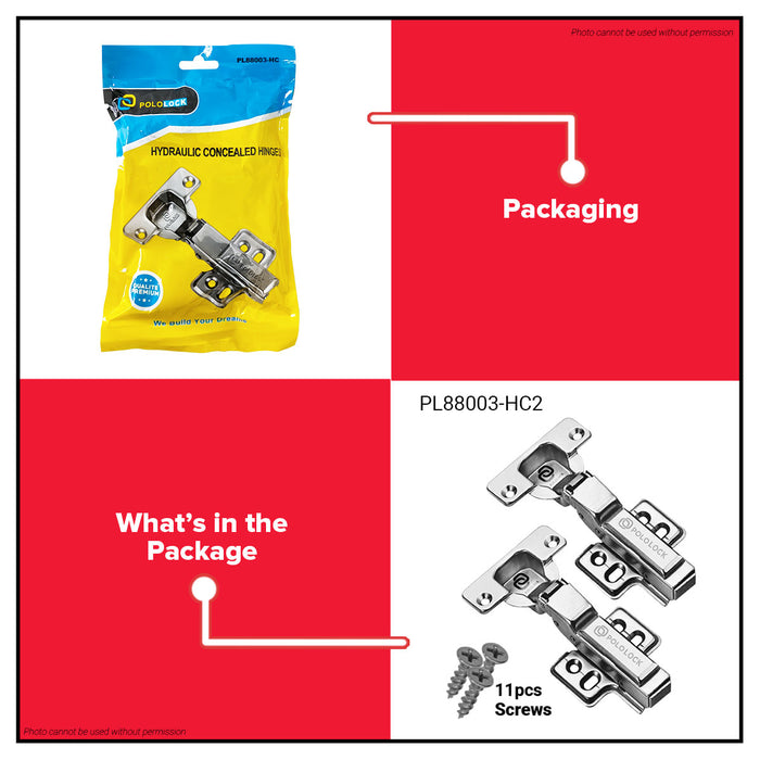 Pololock Matte Black Soft Close Hinges for Frameless Cabinets 90° Use C1–C3, HC1–HC3 - BUILDMATE