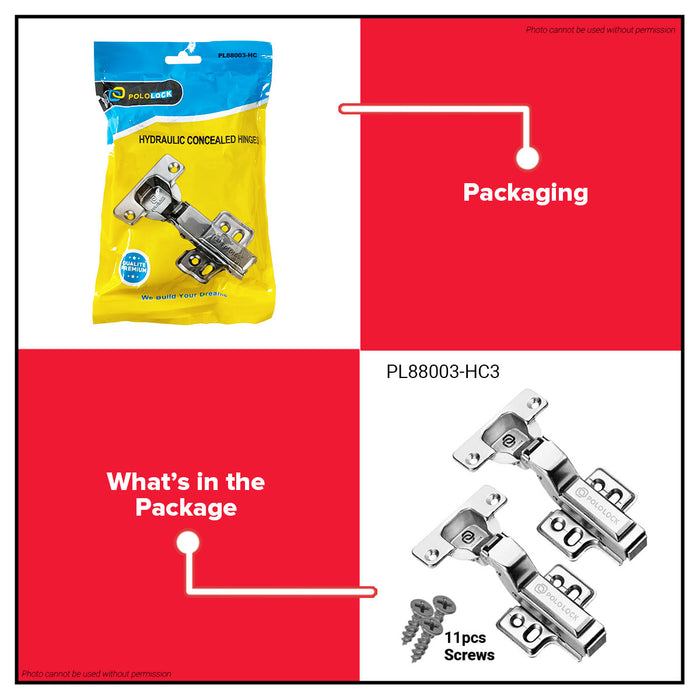 Pololock Matte Black Soft Close Hinges for Frameless Cabinets 90° Use C1–C3, HC1–HC3 - BUILDMATE