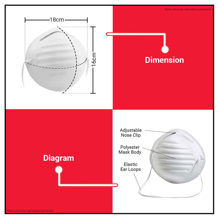 INGCO 50 PCS Dust Mask with Adjustable Nose Clip HDM04 •BUILDMATE• IHT